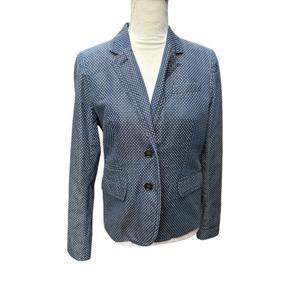 J.Crew Navy Cream Polka Dot Schoolboy Double Button Closure Blazer - 6 - Picture 2 of 11